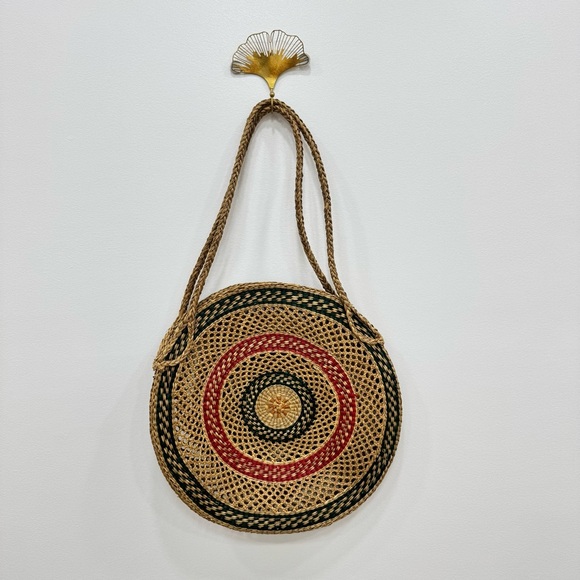 Handbags - Basket weave Rattan Straw circle beach bag travel tote resort wear accessories